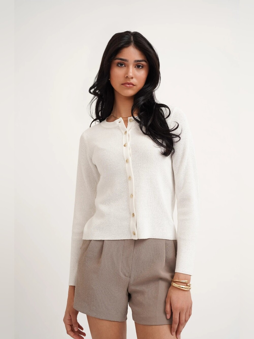 Cyrus Light Blue Crewneck Button Cardigan